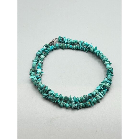 Vintage DTR Turquoise Chips Necklace Jay King Desert Trade Rose Beaded Strand - Picture 4 of 7
